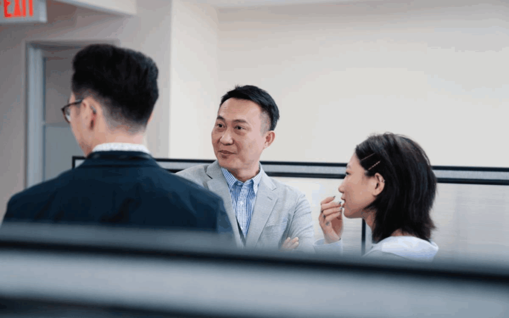 Manager showing hierarchy in China office